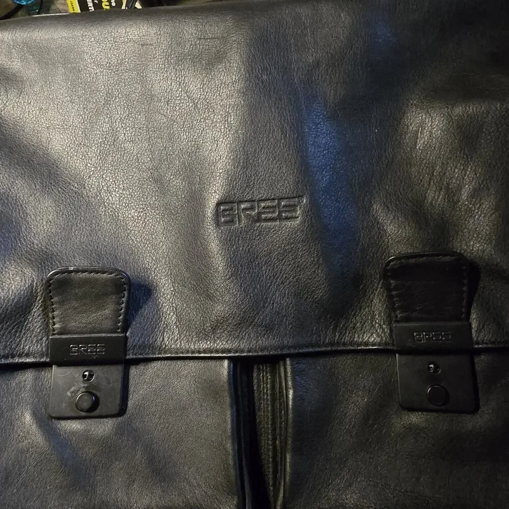 BREE of Germany LEATHER BRIEFCASE Laptop Bag Document Bag Black